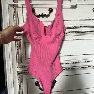 Pink Ribbed Bodysuit